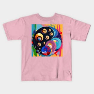 Moon phases with mushrooms abstract oil painting style Kids T-Shirt